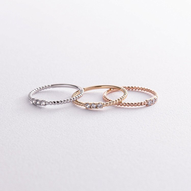 Кулькова каблучка "Мелоді" з фіанітами (біле золото) к07395 від ювелірного магазину Онікс - 10