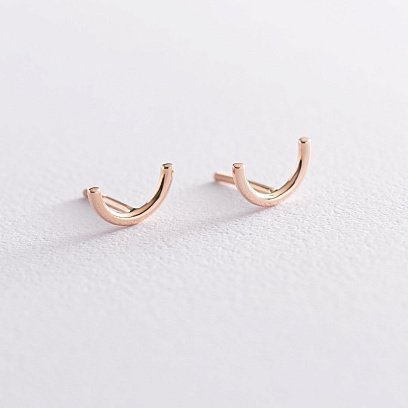 Серьги - пусеты "Дуга" в красном золоте с07075 №3