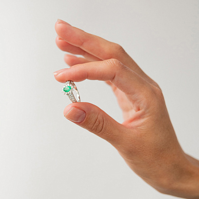 Золотое кольцо с изумрудом и бриллиантами кб0659ca №6