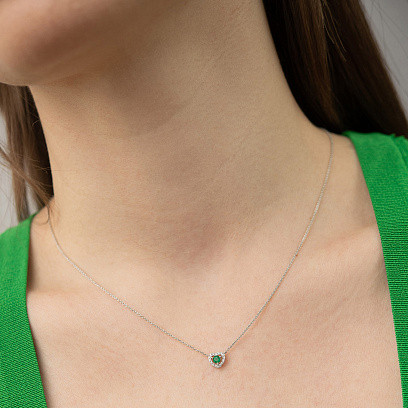 Золотое колье "Сердечко" (бриллианты, изумруд) колб0162ca №4