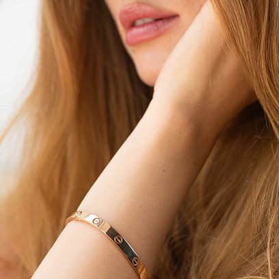 Жесткий браслет "Love" в красном золоте б05460 №9