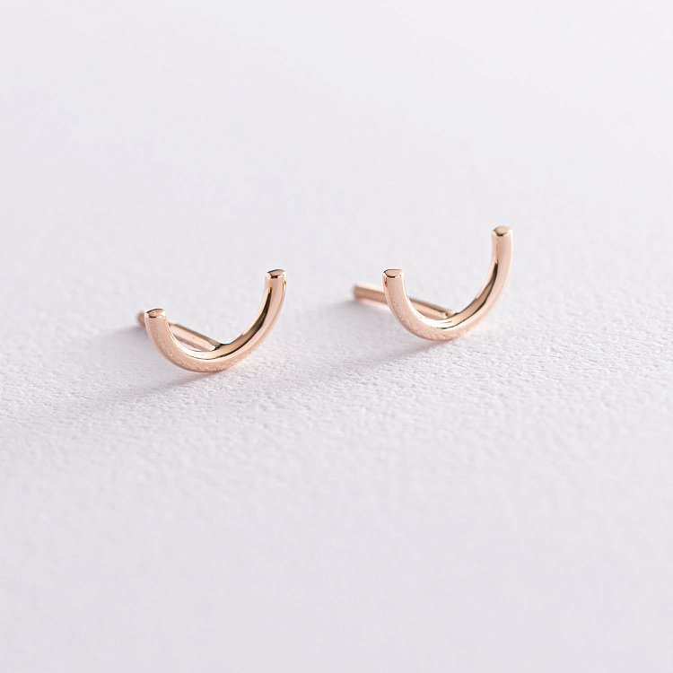 Серьги - пусеты "Дуга" в красном золоте с07075 от ювелирного магазина Оникс - 2