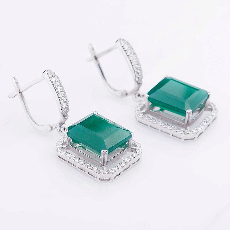 Золоті сережки з агатом і фіанітами с411 від ювелірного магазину Онікс - 2