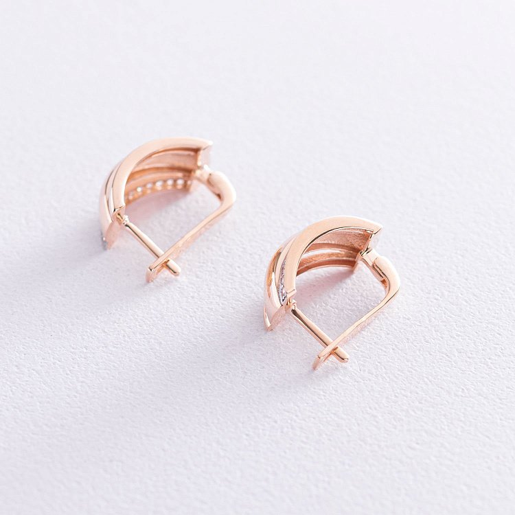 Золотые серьги с фианитами с06841 от ювелирного магазина Оникс - 2