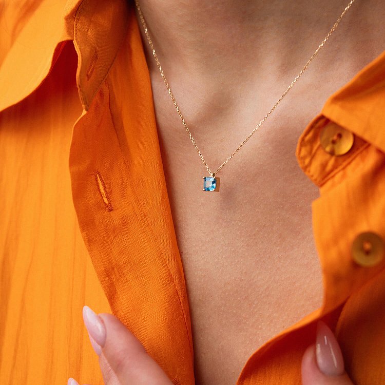 Золоте кольє "Альма" (блакитний фіаніт) кол02369 від ювелірного магазину Онікс - 3