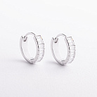 Серебряные серьги - кольца с фианитами 123557 от ювелирного магазина Оникс