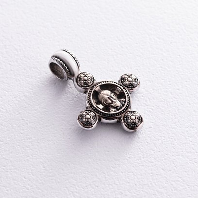 Золотой крестик "Спас Нерукотворный. Ангел Хранитель" п03795 №3