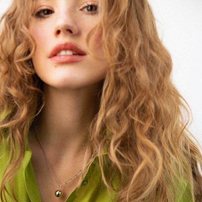 Серебряное колье "Цепочка с шариком" 181227 №2