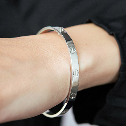 Жорсткий браслет "Love" (біле золото) б05808 №2