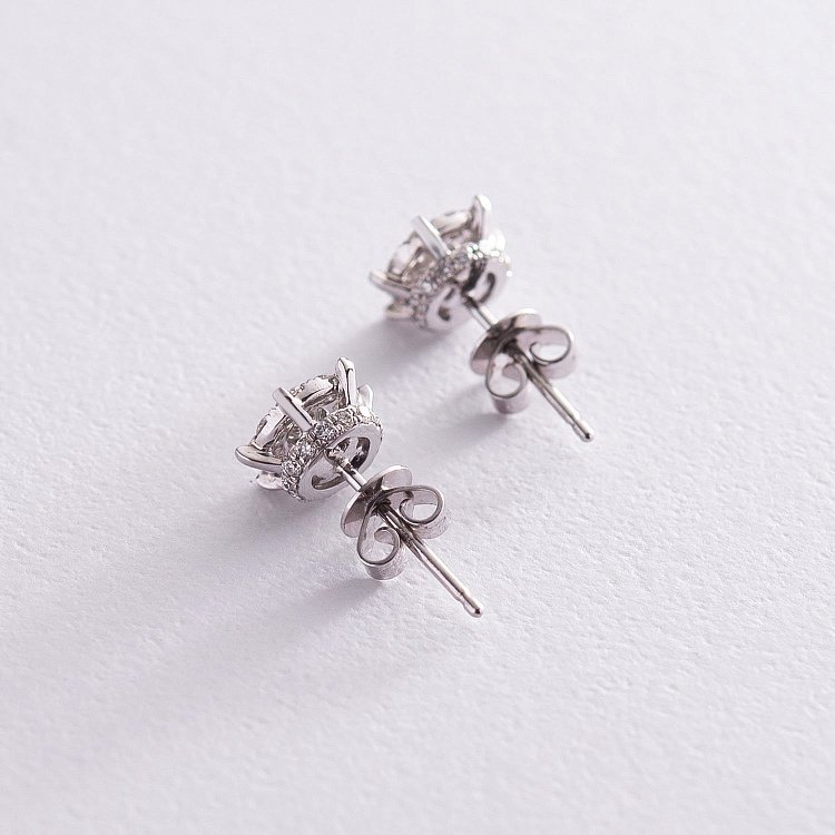 Золотые серьги - пусеты с бриллиантами с173 от ювелирного магазина Оникс - 2