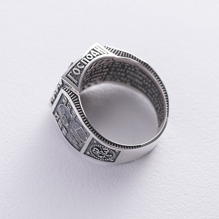 Православна срібна каблучка з розп'яттям (Отче наш) 1140 від ювелірного магазину Онікс - 9