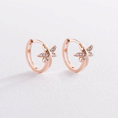 Золоті сережки - кільця "Бабки" (фіаніти) с07432