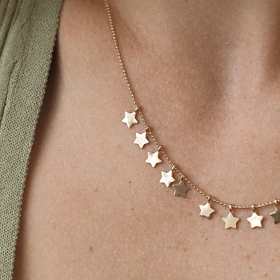 Кольє "Зірочки" в жовтому золоті кол01669 №3