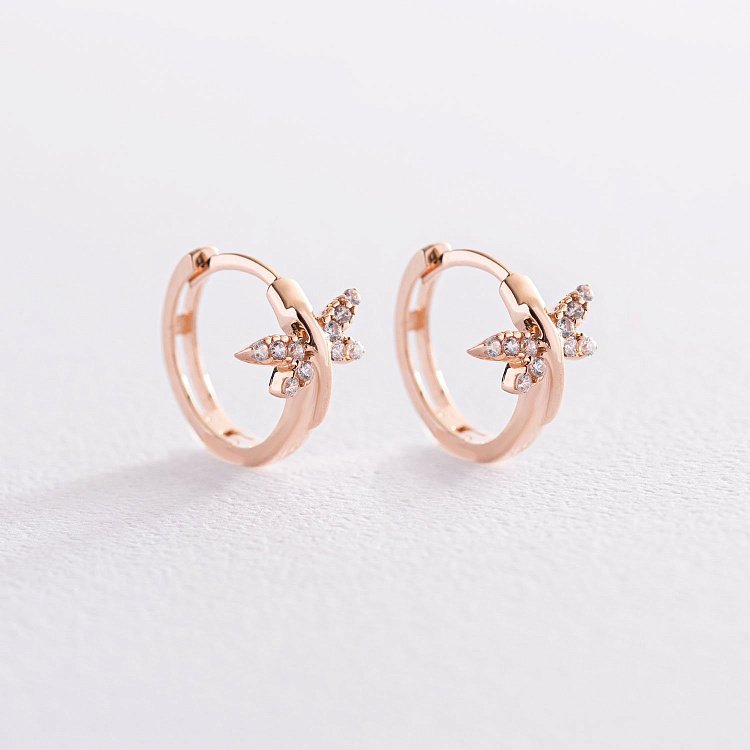 Золоті сережки - кільця "Бабки" (фіаніти) с07432 від ювелірного магазину Онікс