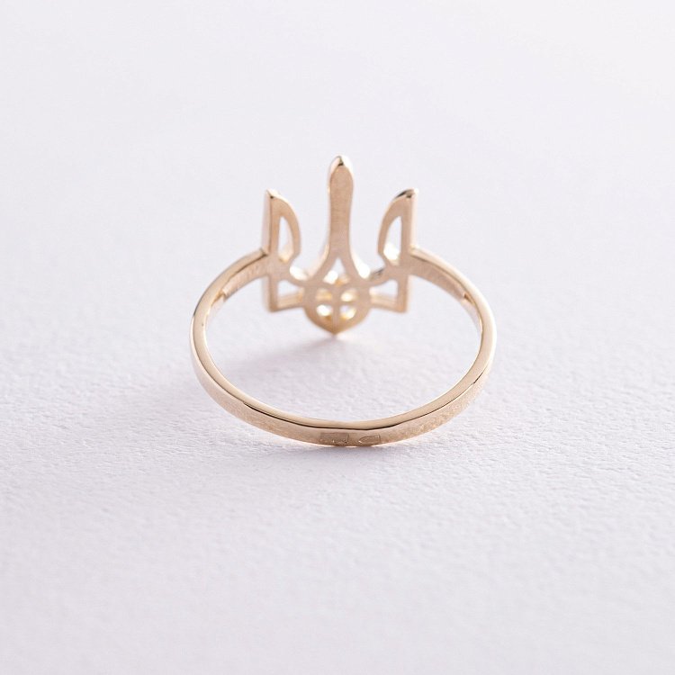 Каблучка "Герб України - Тризуб" у жовтому золоті к07331 від ювелірного магазину Онікс - 9