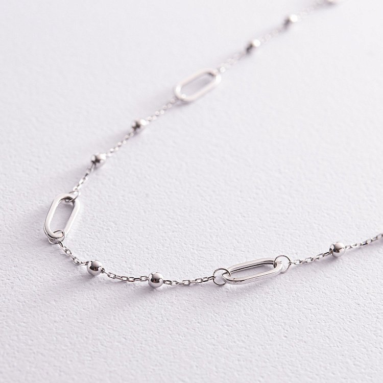 Колье - цепочка "Шарики" в белом золоте кол02255 от ювелирного магазина Оникс - 7