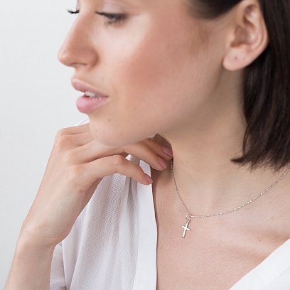 Крестик с белого золота п02863 №2