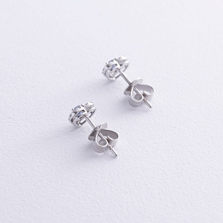 Золоті сережки - пусети "Сердечки" (сапфіри, діаманти) сб0508ca від ювелірного магазину Онікс - 4