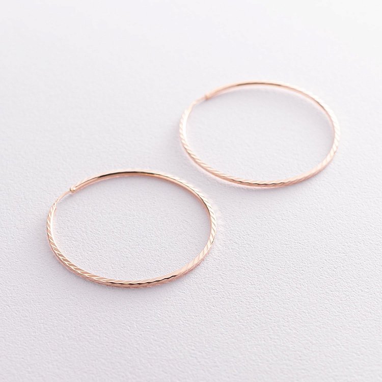 Сережки - кільця в червоному золоті (4.4 см) с01880 від ювелірного магазину Онікс - 2