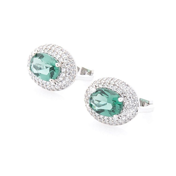 Золоті сережки (празиолит, фіаніти) с04200 від ювелірного магазину Онікс