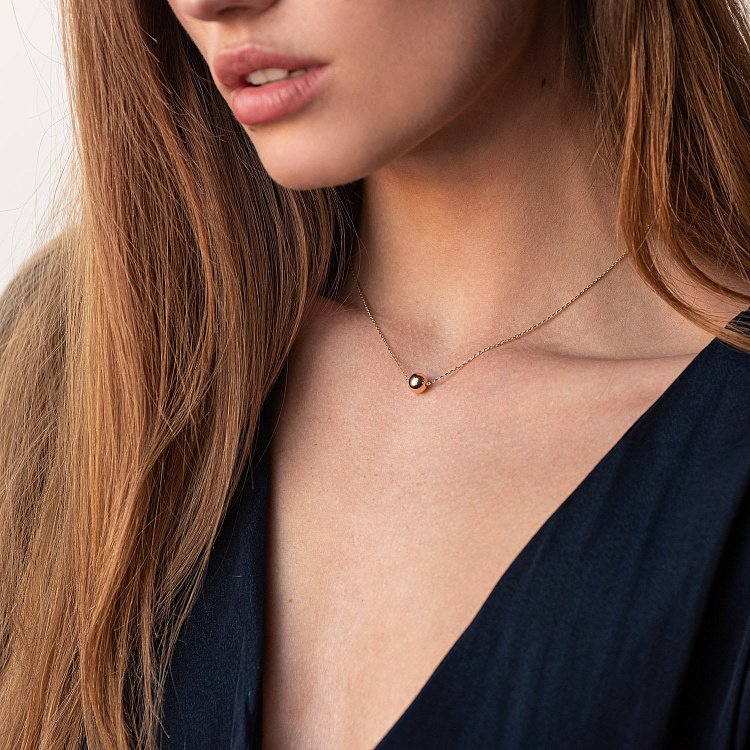 Колье "Шар" в желтом золоте (0.7 см) кол01845 от ювелирного магазина Оникс - 1