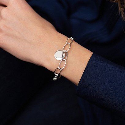 Серебряный браслет "Цепочка с монетками" (возможна гравировка) 141627 №4