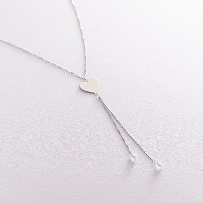 Колье "Сердце" в белом золоте (фианит) кол01678