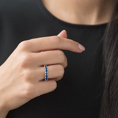 Золотое кольцо с сапфирами кб0291ai №4