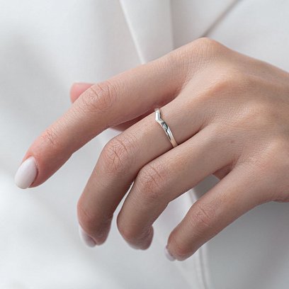 Каблучка "Мінімалізм" в білому золоті к06692 №4