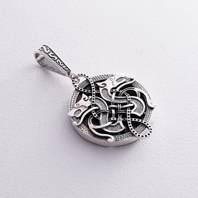 Срібний кулон "Вовки Роду" з деревом 088 №7