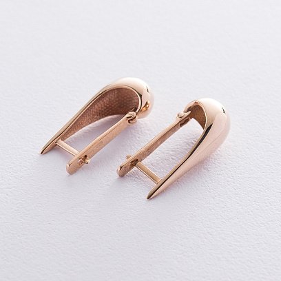 Серьги "Маленькие капельки" в красном золоте (2.6 см) с06421 №5