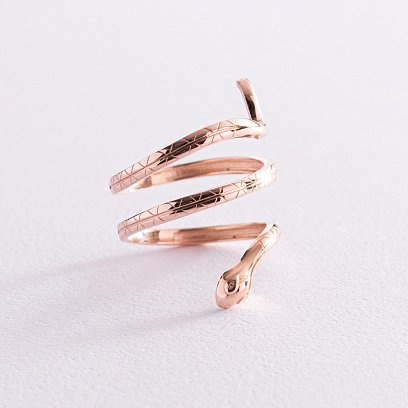 Кольцо "Змея" в красном золоте к06935 №3