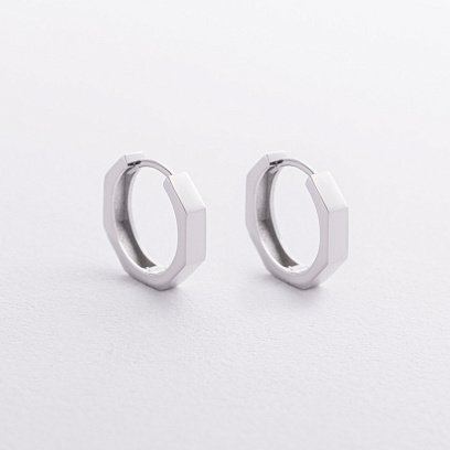 Серьги - кольца "Madison" в белом золоте с09365