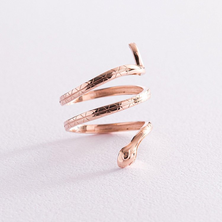 Кольцо "Змея" в красном золоте к06935 от ювелирного магазина Оникс - 2