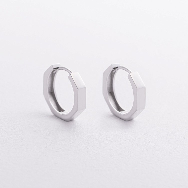 Серьги - кольца "Madison" в белом золоте с09365 от ювелирного магазина Оникс