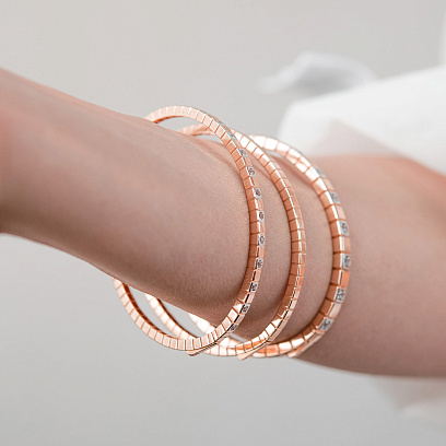 Жесткий золотой браслет "Кубики" б05613 №11