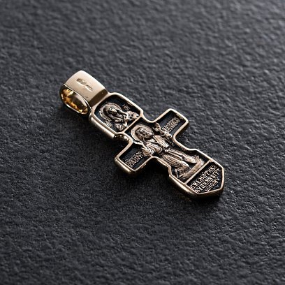 Золотой крест "Распятие. Серафим Саровский" п03163 №5