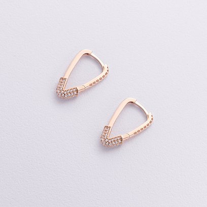 Золотые серьги "Булавки" (белые фианиты) с09116