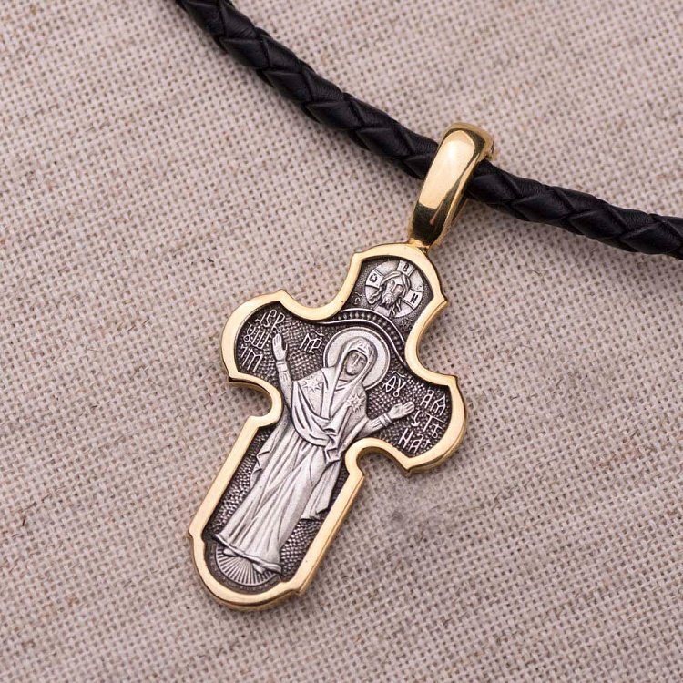 Православний хрест "Господь Вседержитель. Ікона Божої Матері" Незламна Стіна " 131465 від ювелірного магазину Онікс - 4