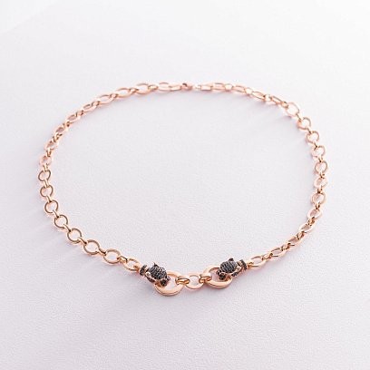 Золотое колье "Пантера" (черные фианиты) кол01908