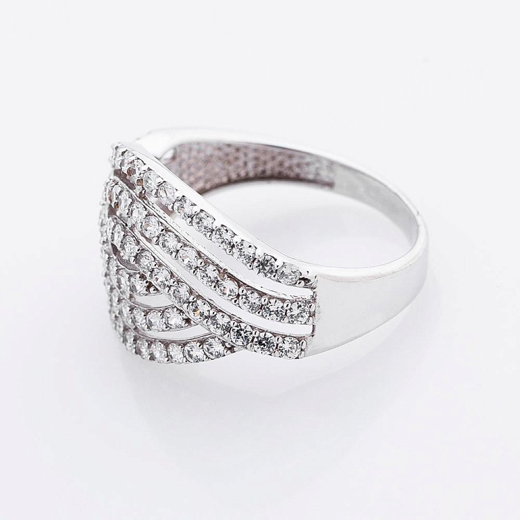 Золота каблучка з фіанітами к01395ж від ювелірного магазину Онікс - 2