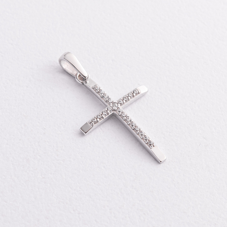 Крестик в белом золоте (фианиты) п04059 от ювелирного магазина Оникс