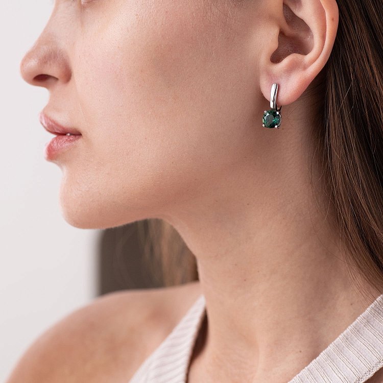 Серебряные серьги (фианиты, кварц) 2936/9р-QGR от ювелирного магазина Оникс - 1