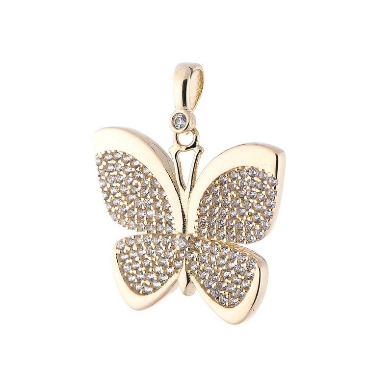 Золотая подвеска "Бабочка с фианитами" п02841 от ювелирного магазина Оникс
