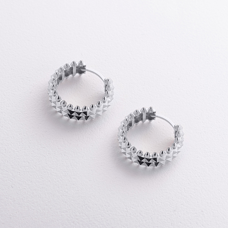 Серьги - кольца "Pauline" в белом золоте с09496 - 1 Серьги - кольца "Pauline" в белом золоте с09496 от ювелирного магазина Оникс - 1