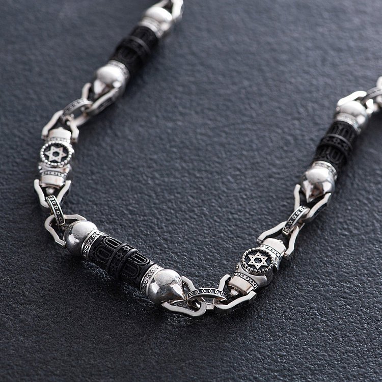 Мужская серебряная цепочка "Звезда Давида" с эбеновым деревом 811 от ювелирного магазина Оникс - 8