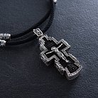 Чоловічий православний срібний хрест із ебенового дерева на шнурку 181263 от ювелирного магазина Оникс