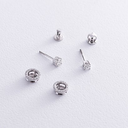 Золотые серьги - пусеты 2 в 1 с бриллиантами 330741121 №4