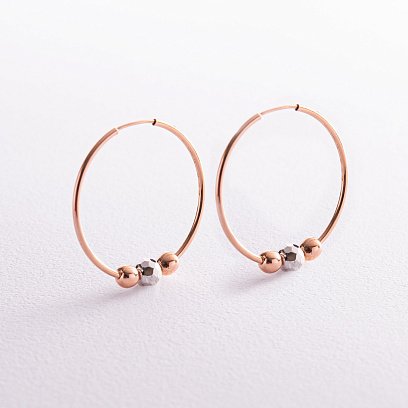 Золоті сережки - кільця з кульками с07785