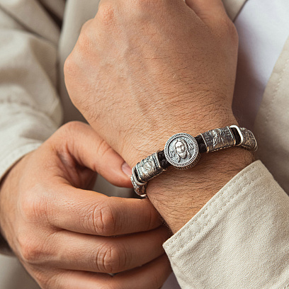 Серебряный браслет "Иисус Христос. Спаси и Сохрани (на укр. языке) 1698 №4